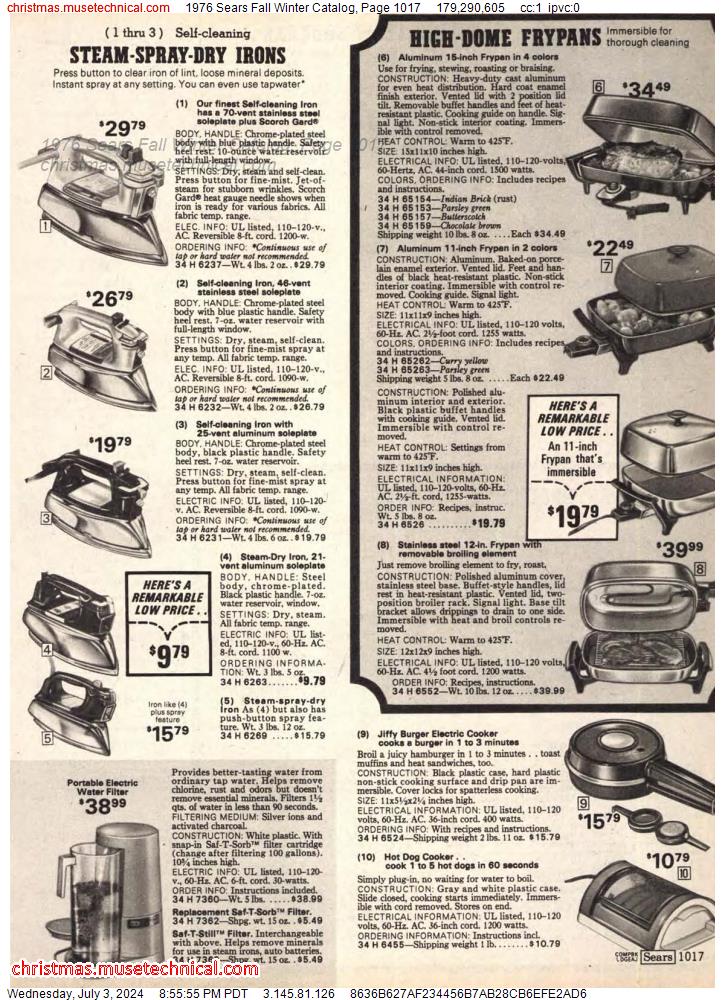 1976 Sears Fall Winter Catalog, Page 1017