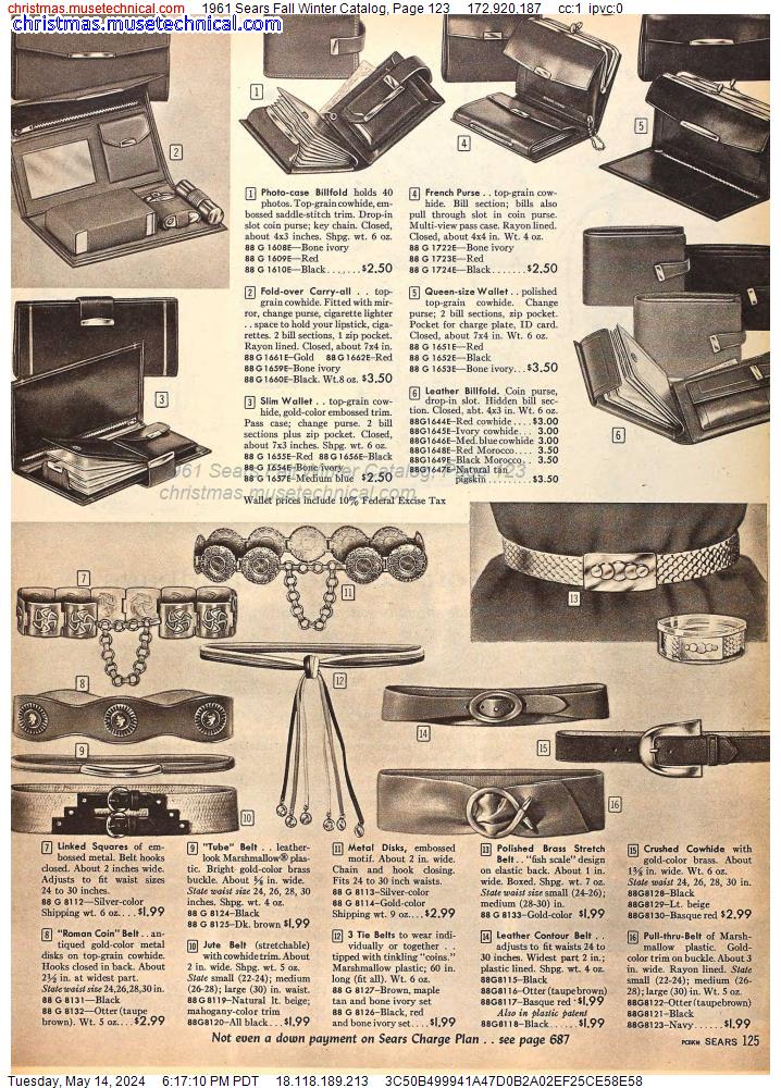 1961 Sears Fall Winter Catalog, Page 123