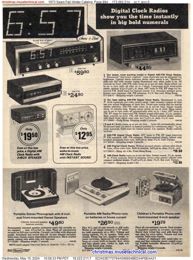 1973 Sears Fall Winter Catalog, Page 894