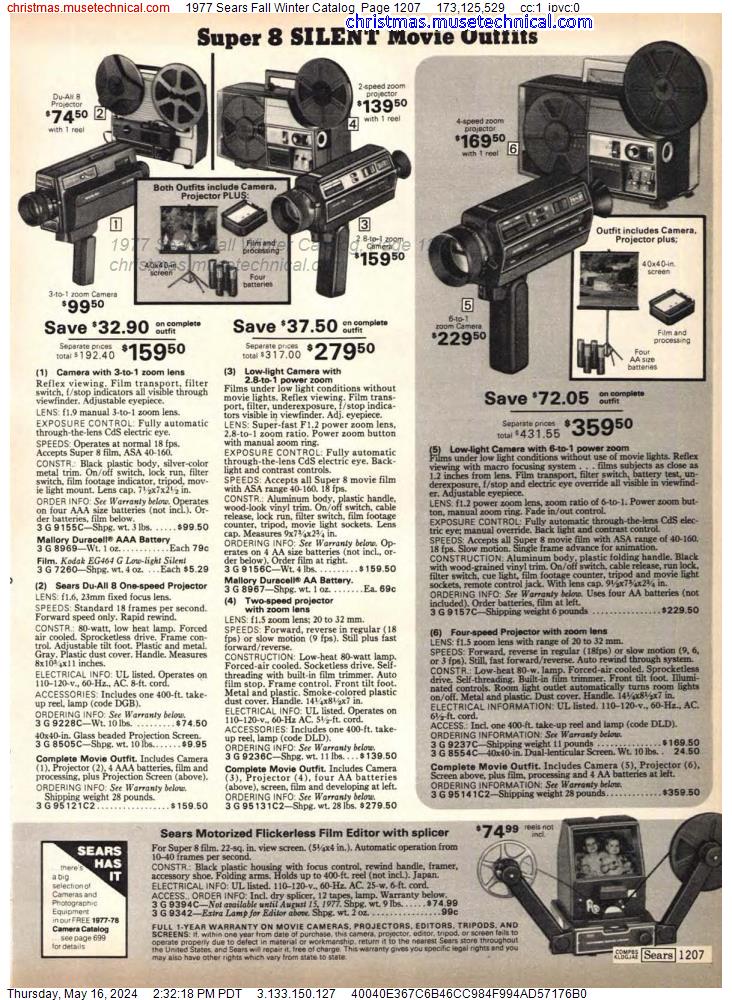 1977 Sears Fall Winter Catalog, Page 1207
