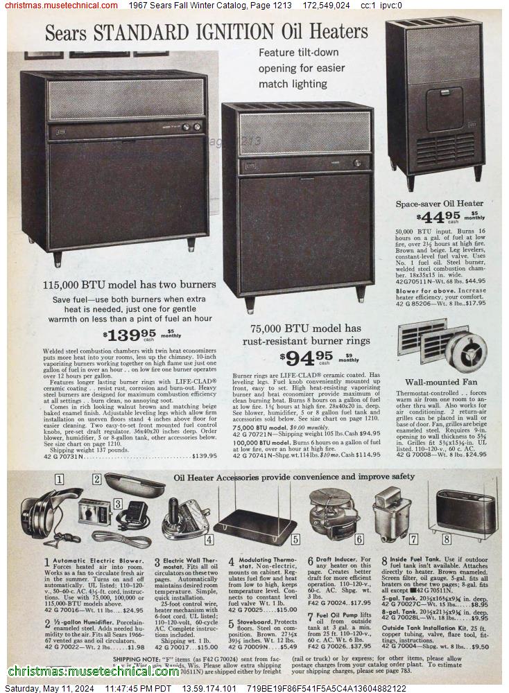 1967 Sears Fall Winter Catalog, Page 1213