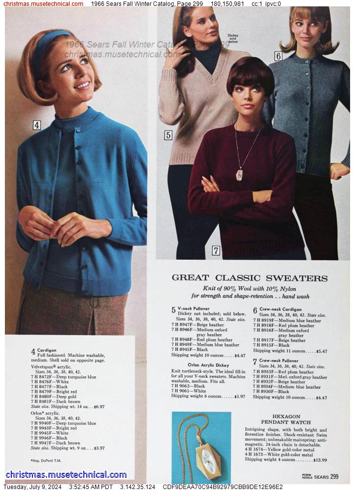 1966 Sears Fall Winter Catalog, Page 299