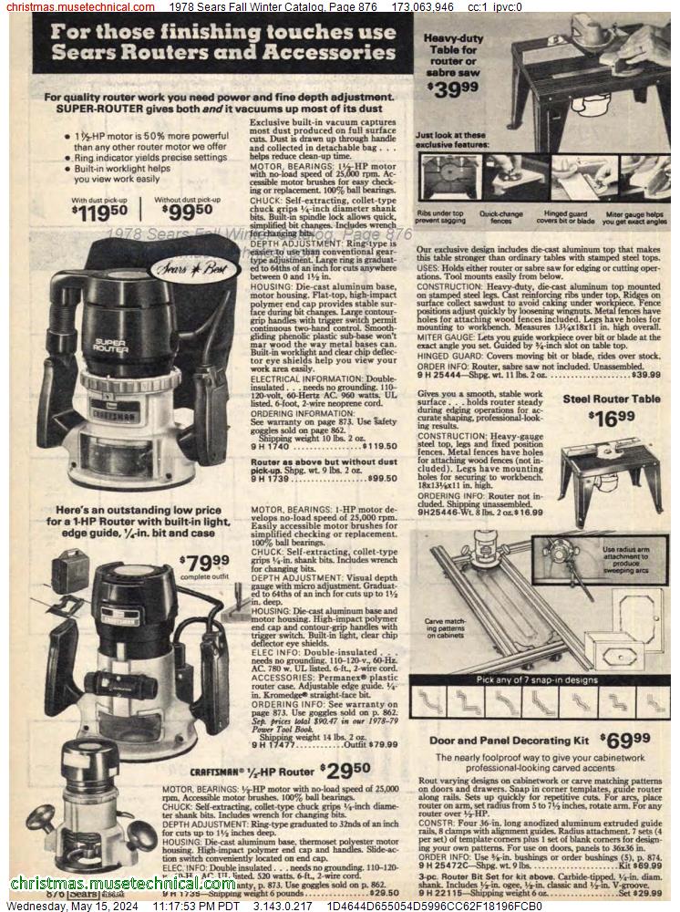 1978 Sears Fall Winter Catalog, Page 876
