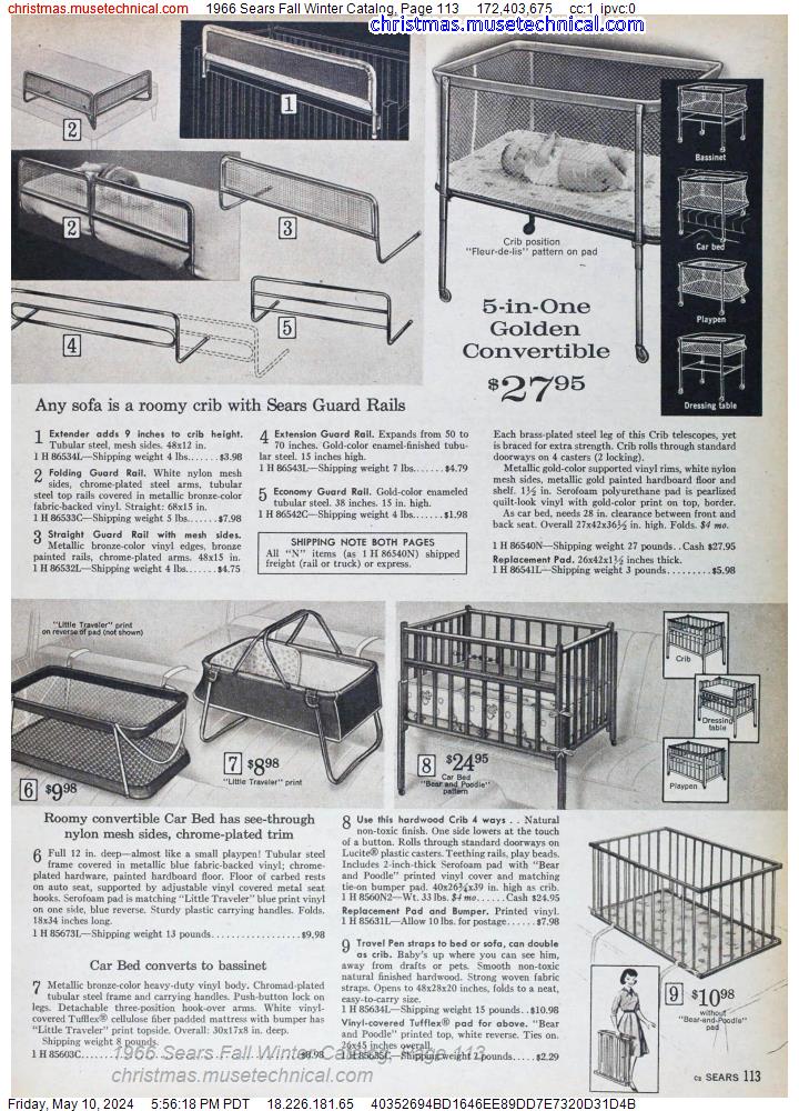 1966 Sears Fall Winter Catalog, Page 113