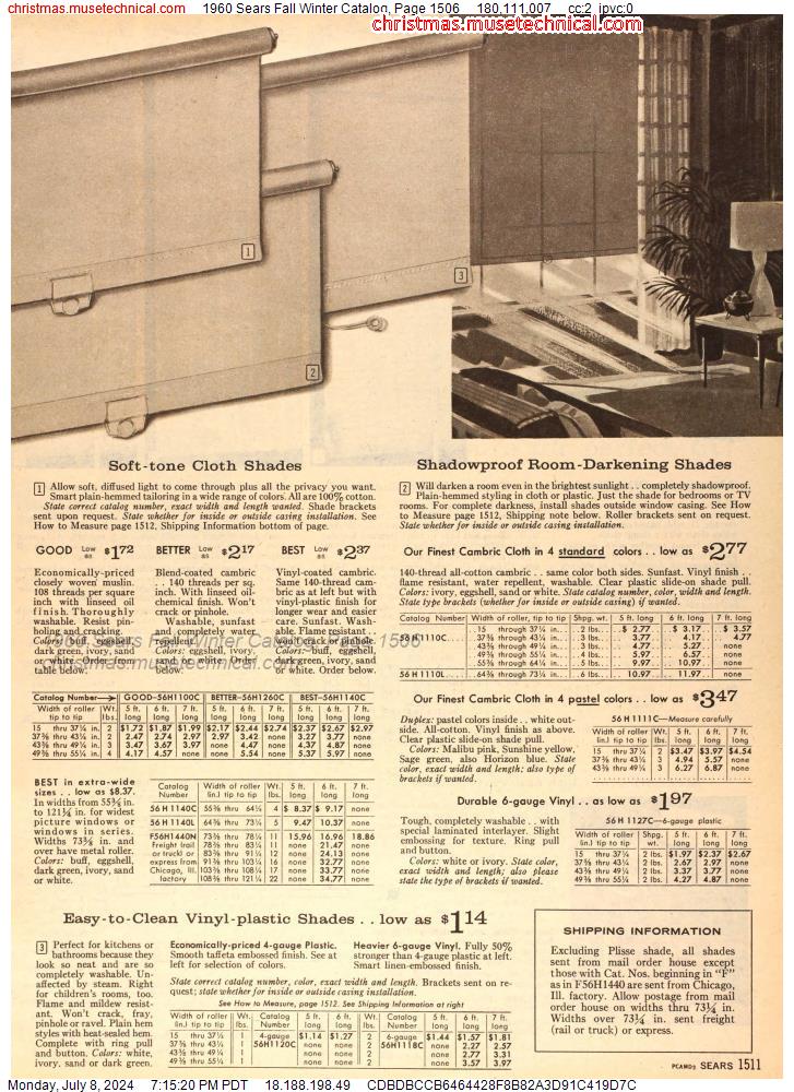 1960 Sears Fall Winter Catalog, Page 1506