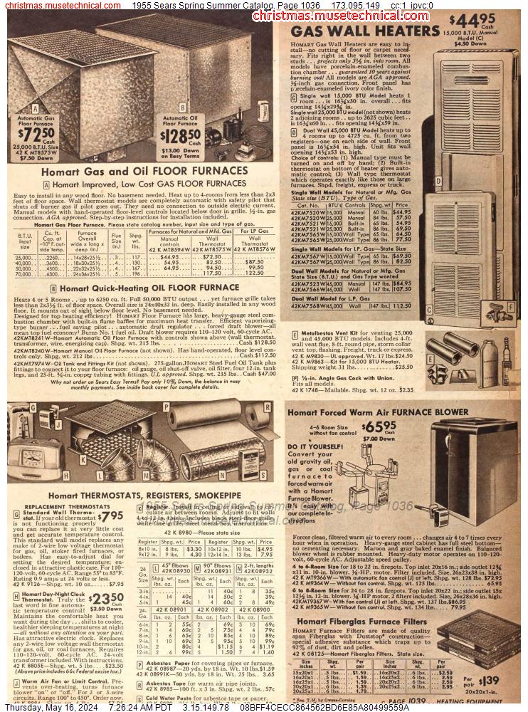 1955 Sears Spring Summer Catalog, Page 1036