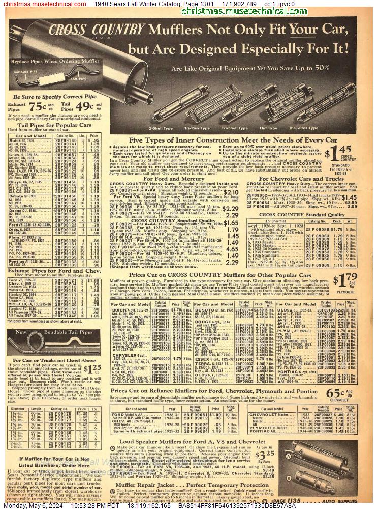 1940 Sears Fall Winter Catalog, Page 1301
