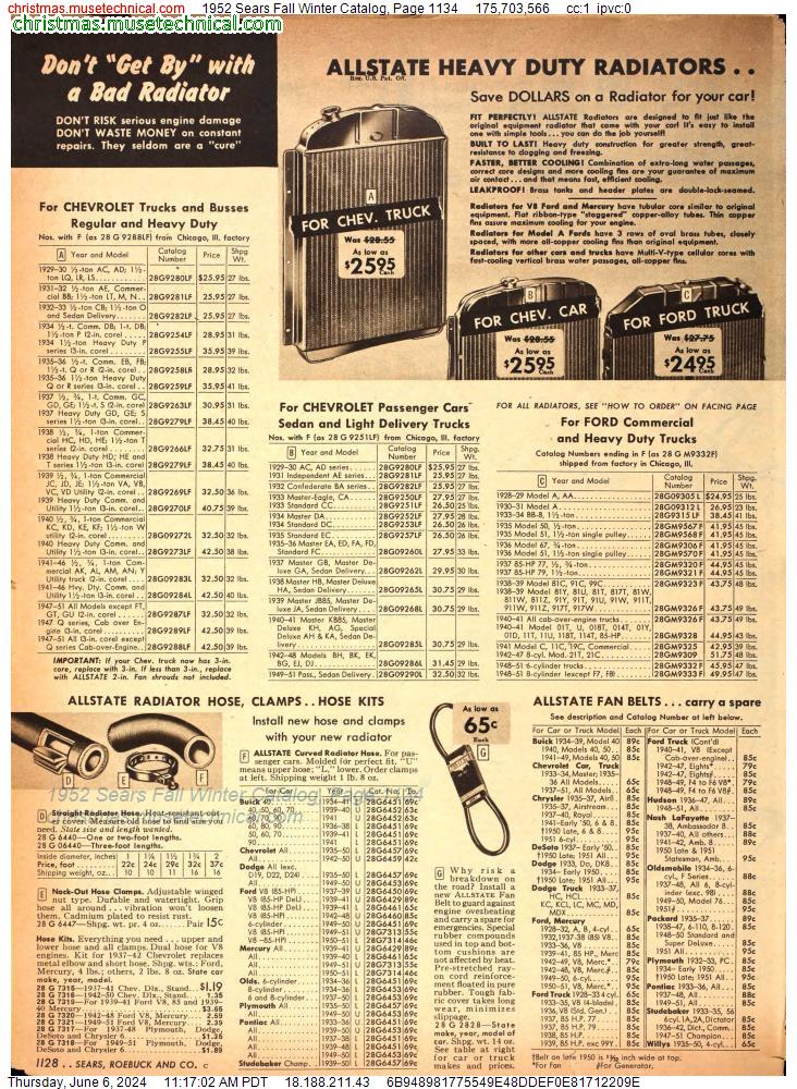 1952 Sears Fall Winter Catalog, Page 1134