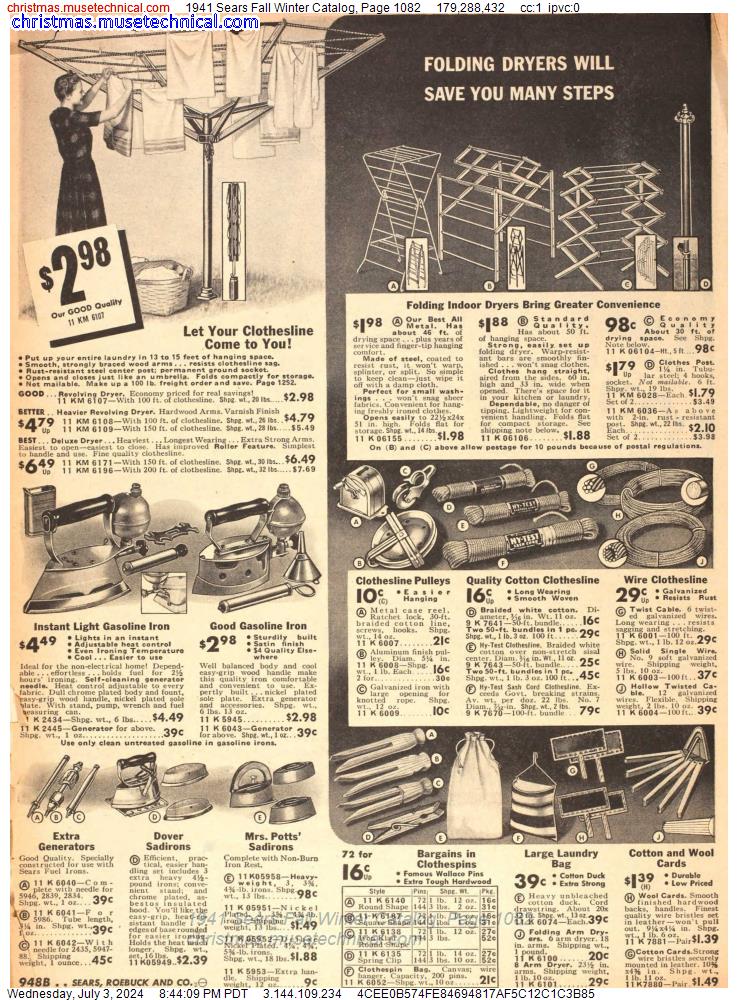 1941 Sears Fall Winter Catalog, Page 1082