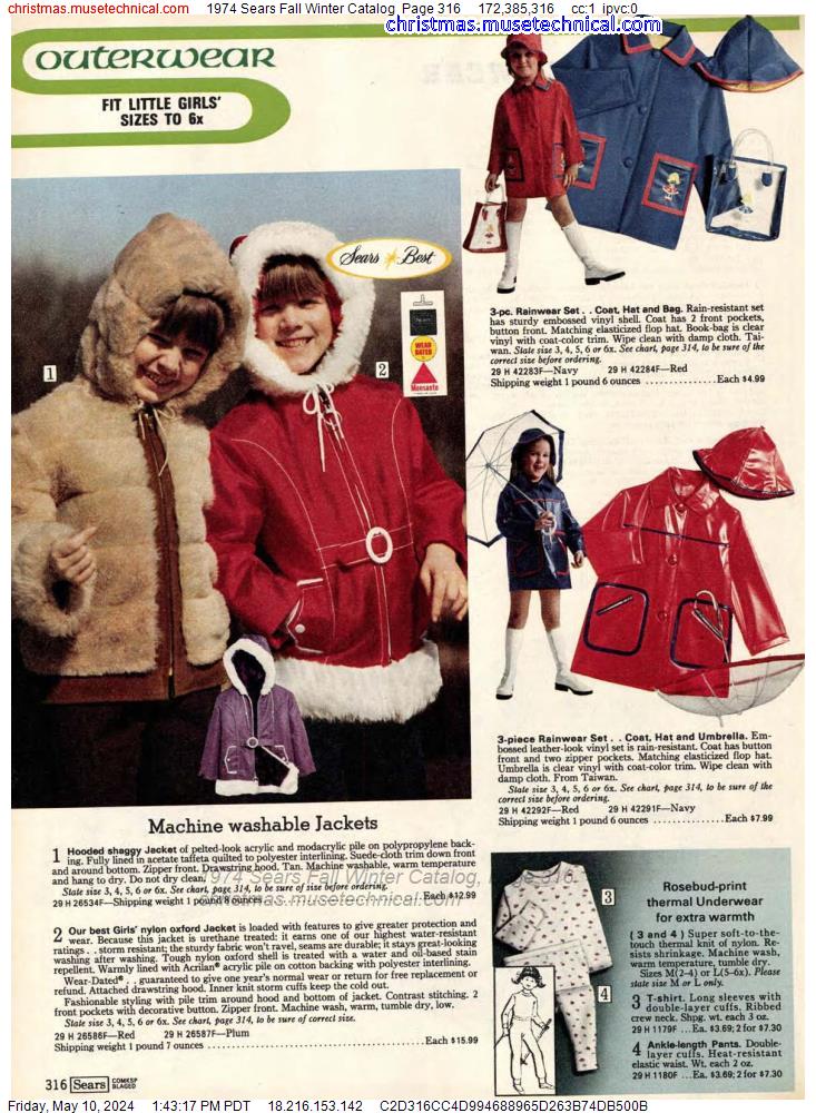 1974 Sears Fall Winter Catalog, Page 316