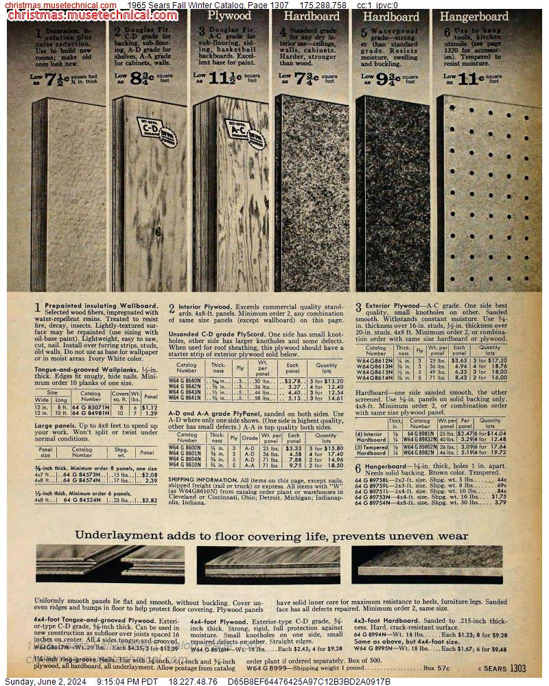 1965 Sears Fall Winter Catalog, Page 1307