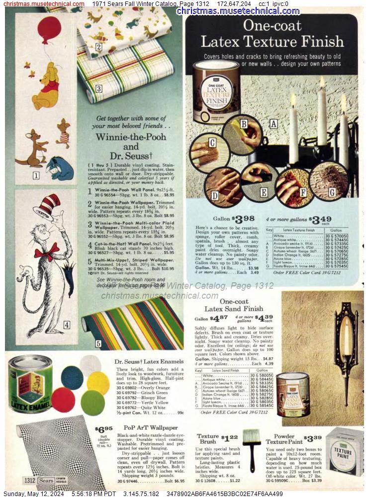 1971 Sears Fall Winter Catalog, Page 1312