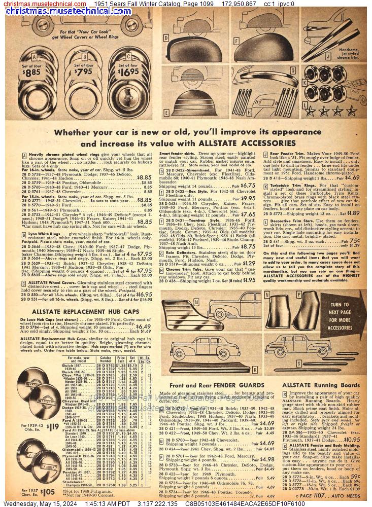 1951 Sears Fall Winter Catalog, Page 1099