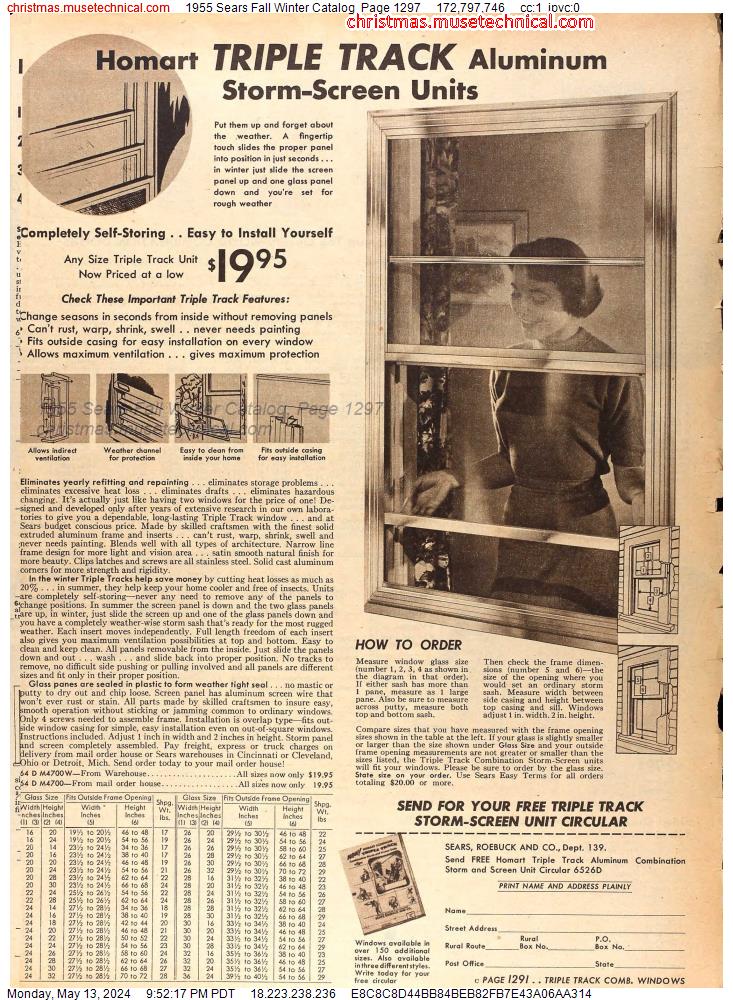 1955 Sears Fall Winter Catalog, Page 1297