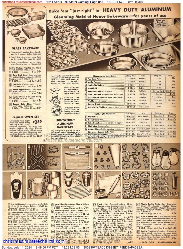 1951 Sears Fall Winter Catalog, Page 857