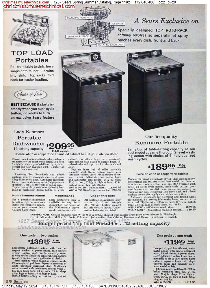 1967 Sears Spring Summer Catalog, Page 1182