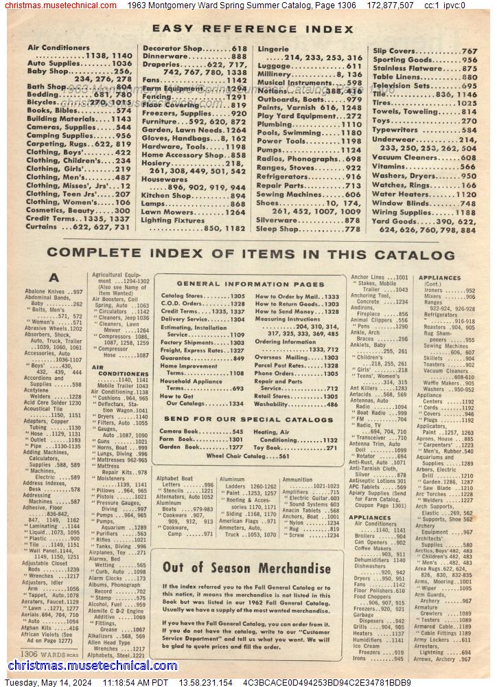 1963 Montgomery Ward Spring Summer Catalog, Page 1306
