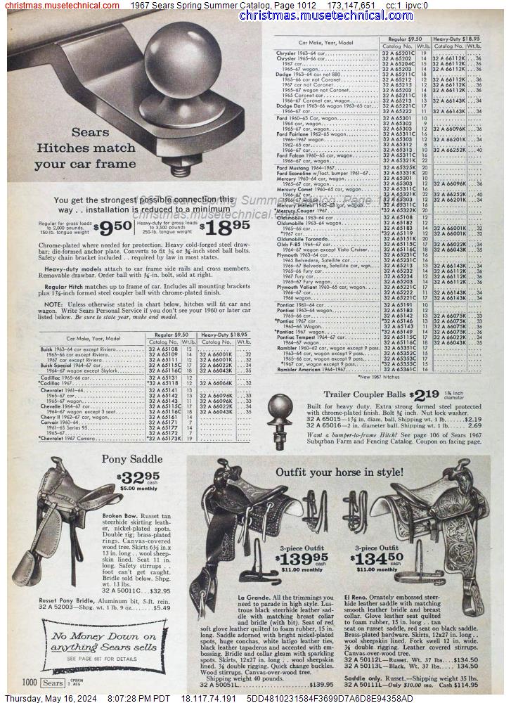 1967 Sears Spring Summer Catalog, Page 1012