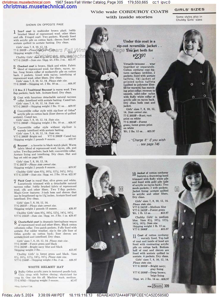 1967 Sears Fall Winter Catalog, Page 305