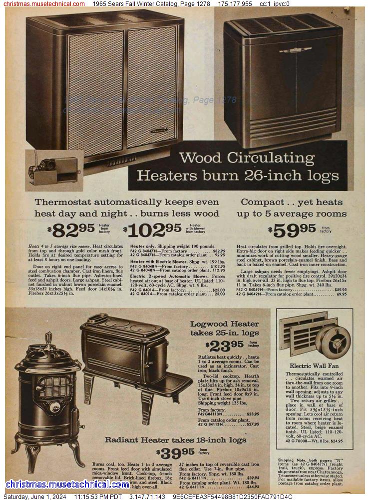 1965 Sears Fall Winter Catalog, Page 1278