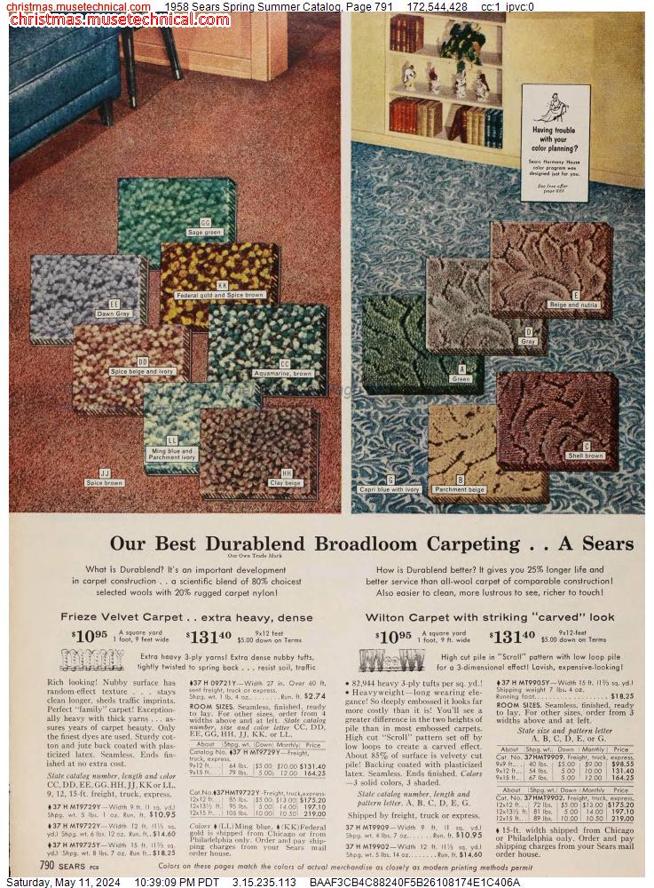 1958 Sears Spring Summer Catalog, Page 791