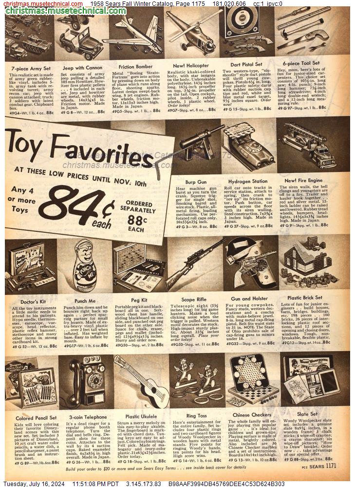 1958 Sears Fall Winter Catalog, Page 1175
