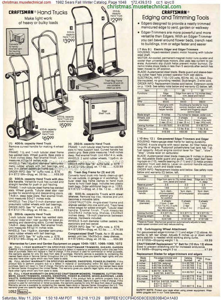 1982 Sears Fall Winter Catalog, Page 1048