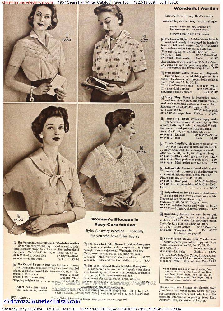 1957 Sears Fall Winter Catalog, Page 102