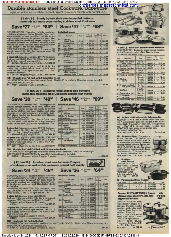 1980 Sears Fall Winter Catalog, Page 1223