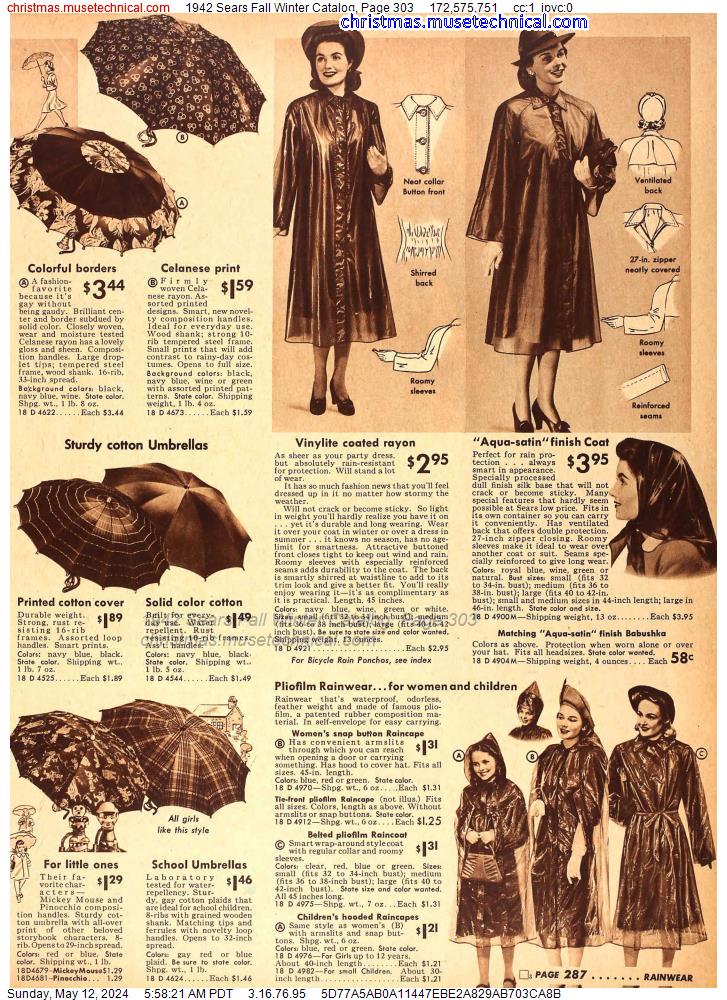 1942 Sears Fall Winter Catalog, Page 303