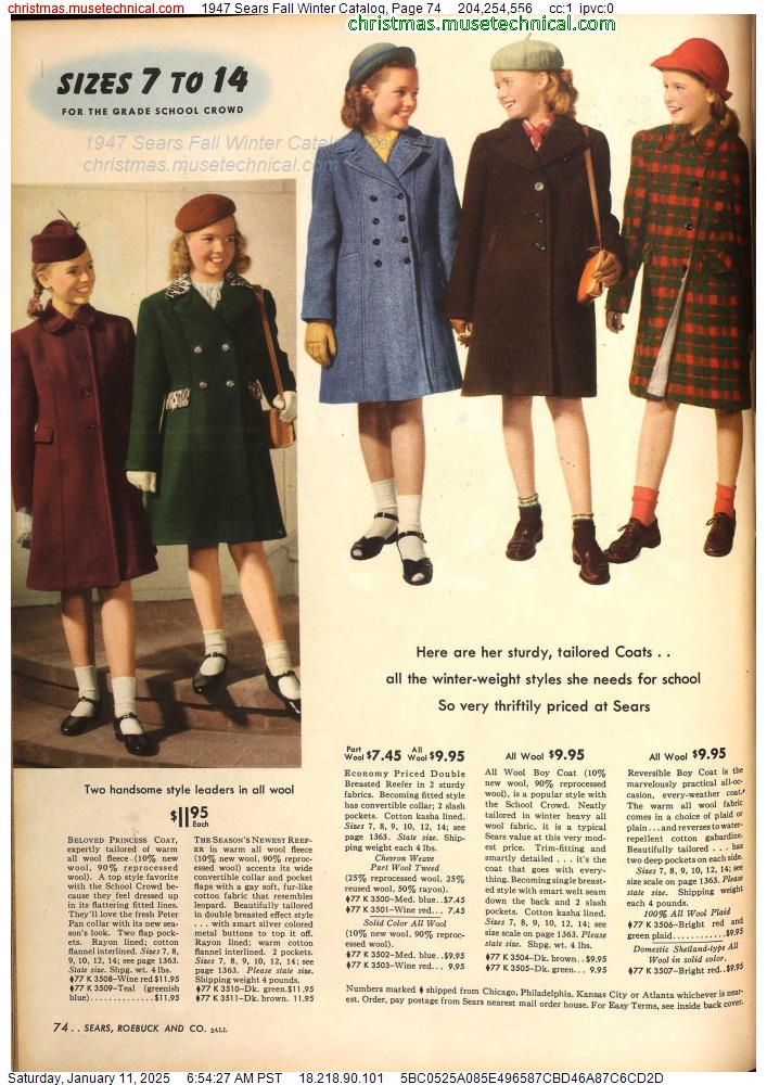 1947 Sears Fall Winter Catalog, Page 74