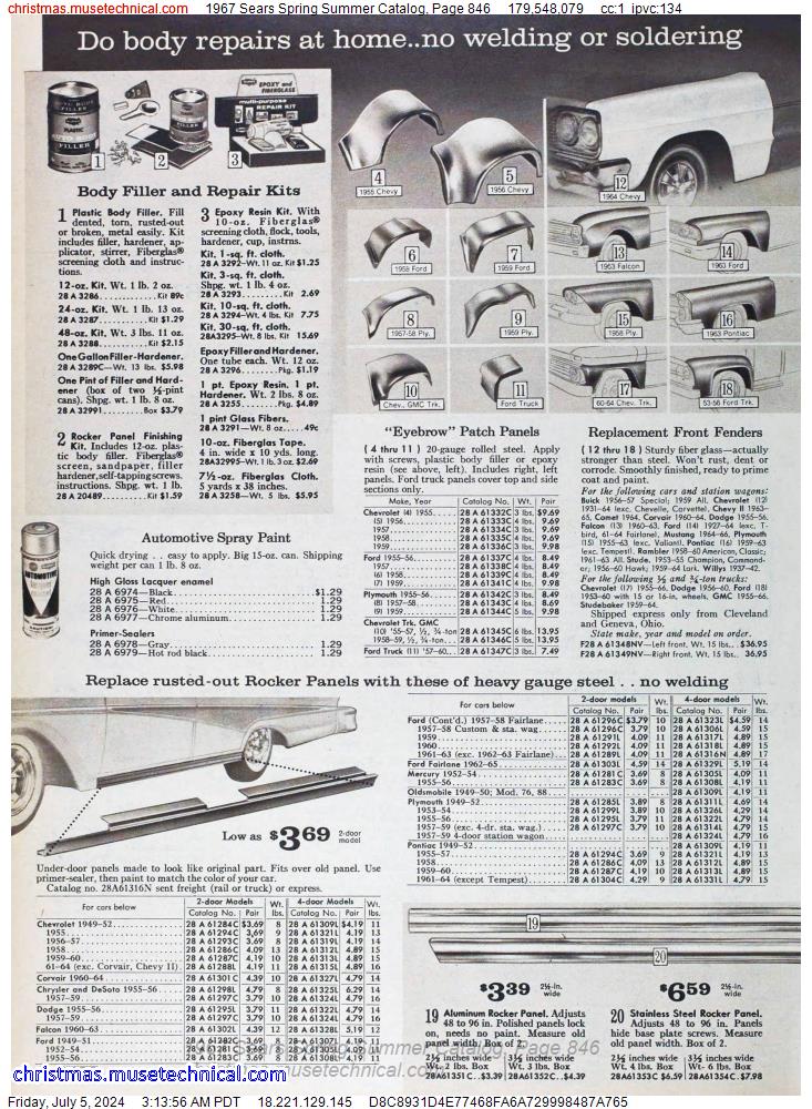 1967 Sears Spring Summer Catalog, Page 846