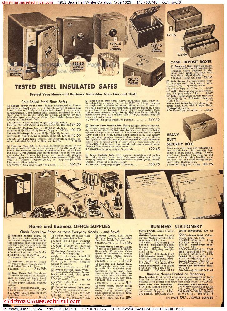 1952 Sears Fall Winter Catalog, Page 1023