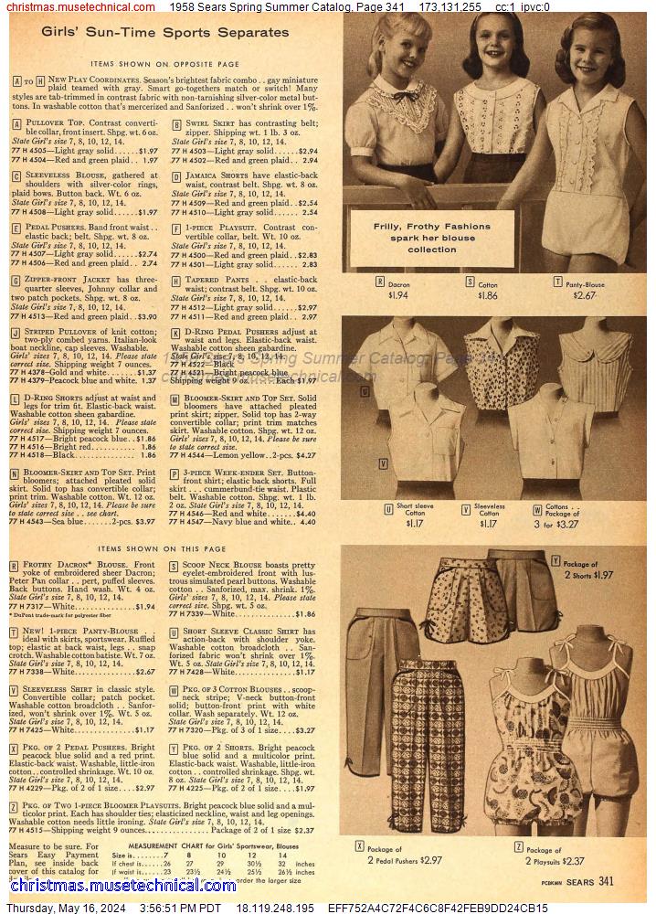 1958 Sears Spring Summer Catalog, Page 341