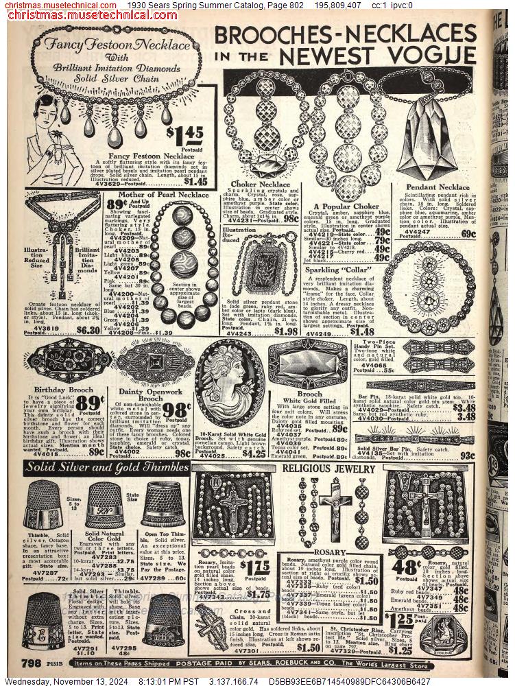 1930 Sears Spring Summer Catalog, Page 802