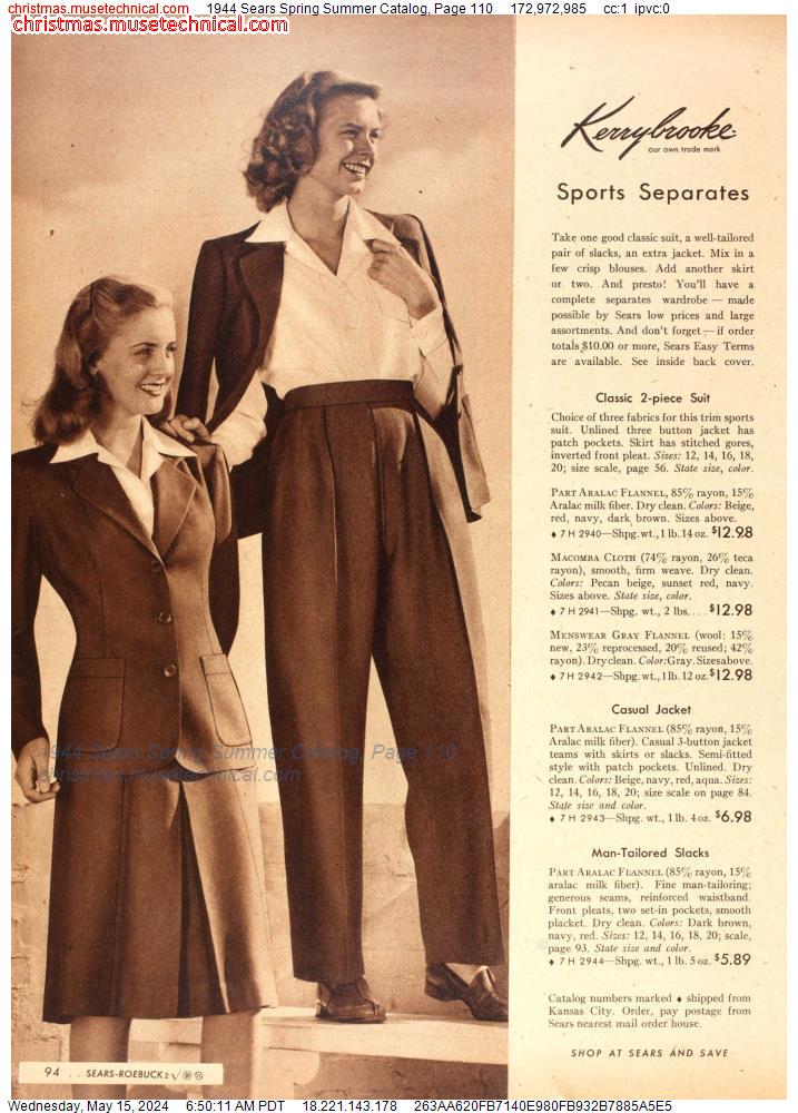 1944 Sears Spring Summer Catalog, Page 110