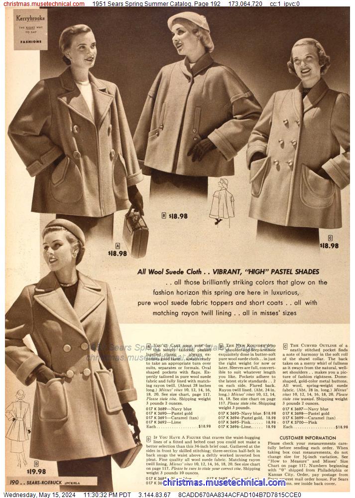 1951 Sears Spring Summer Catalog, Page 192