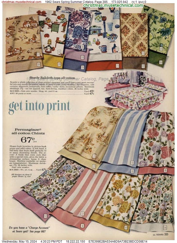 1962 Sears Spring Summer Catalog, Page 385
