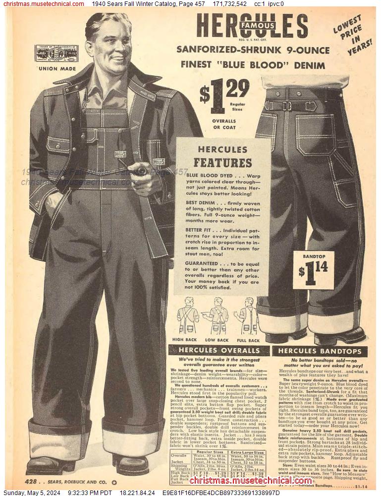 1940 Sears Fall Winter Catalog, Page 457