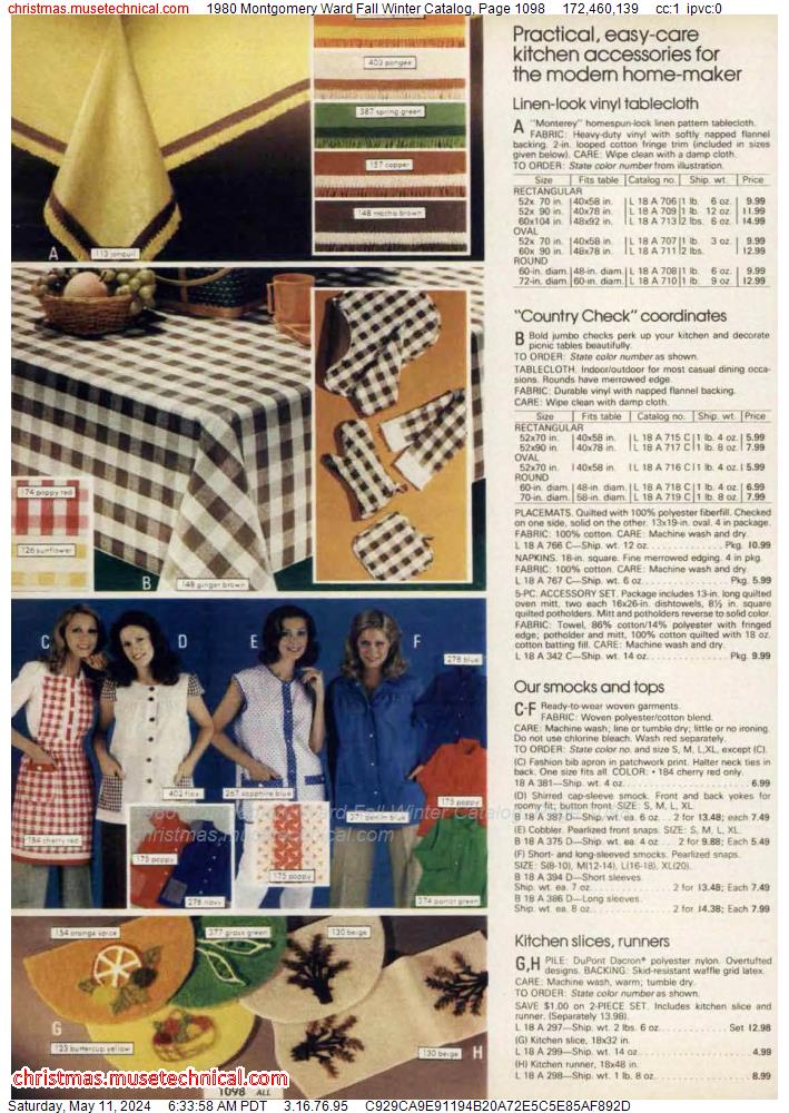 1980 Montgomery Ward Fall Winter Catalog, Page 1098