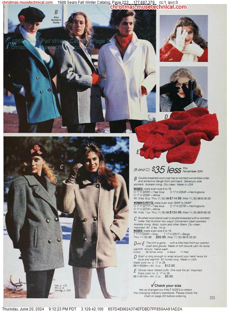 1988 Sears Fall Winter Catalog, Page 223