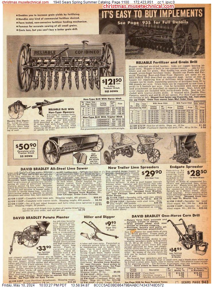 1940 Sears Spring Summer Catalog, Page 1100