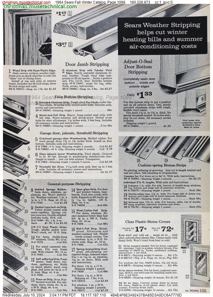 1964 Sears Fall Winter Catalog, Page 1099