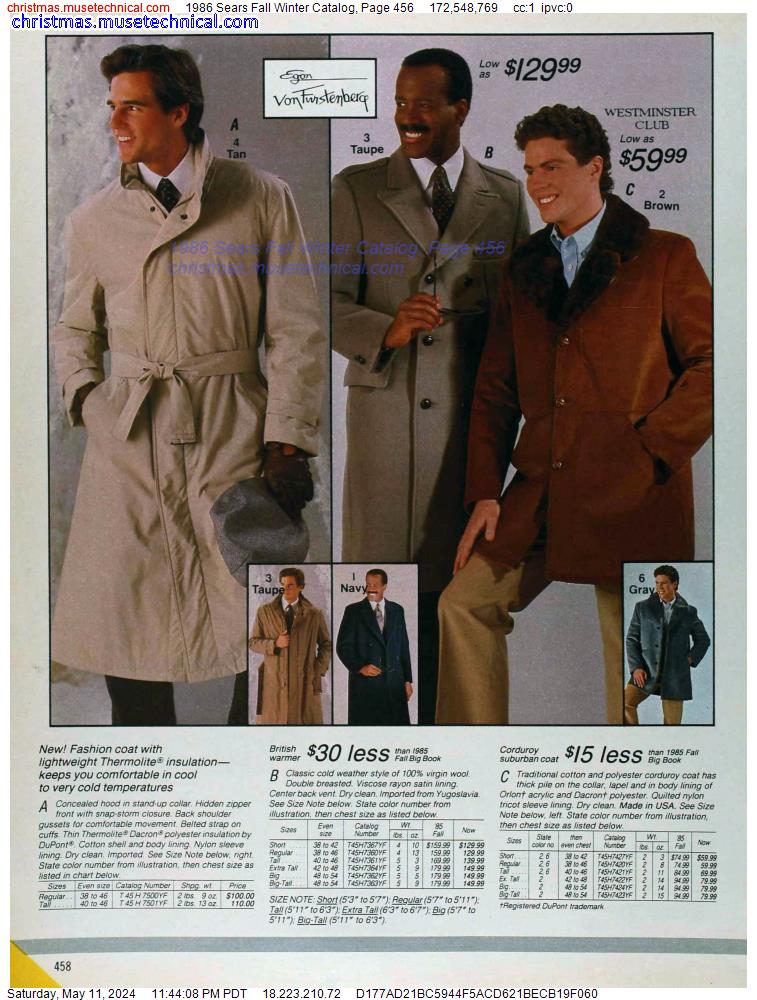1986 Sears Fall Winter Catalog, Page 456