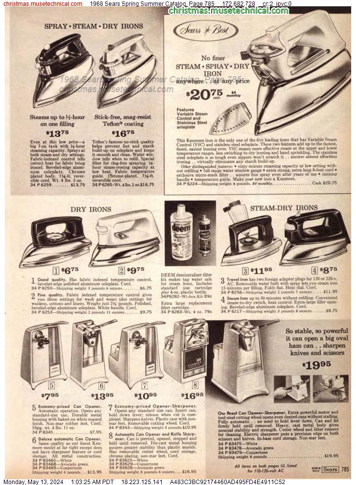 1968 Sears Spring Summer Catalog, Page 785