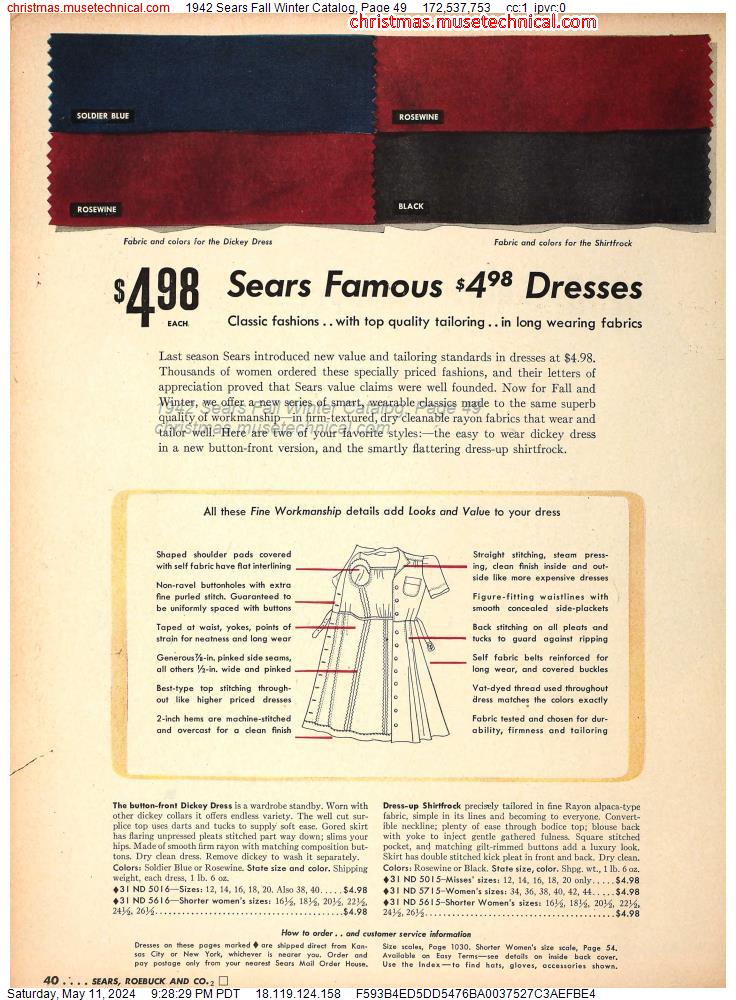 1942 Sears Fall Winter Catalog, Page 49