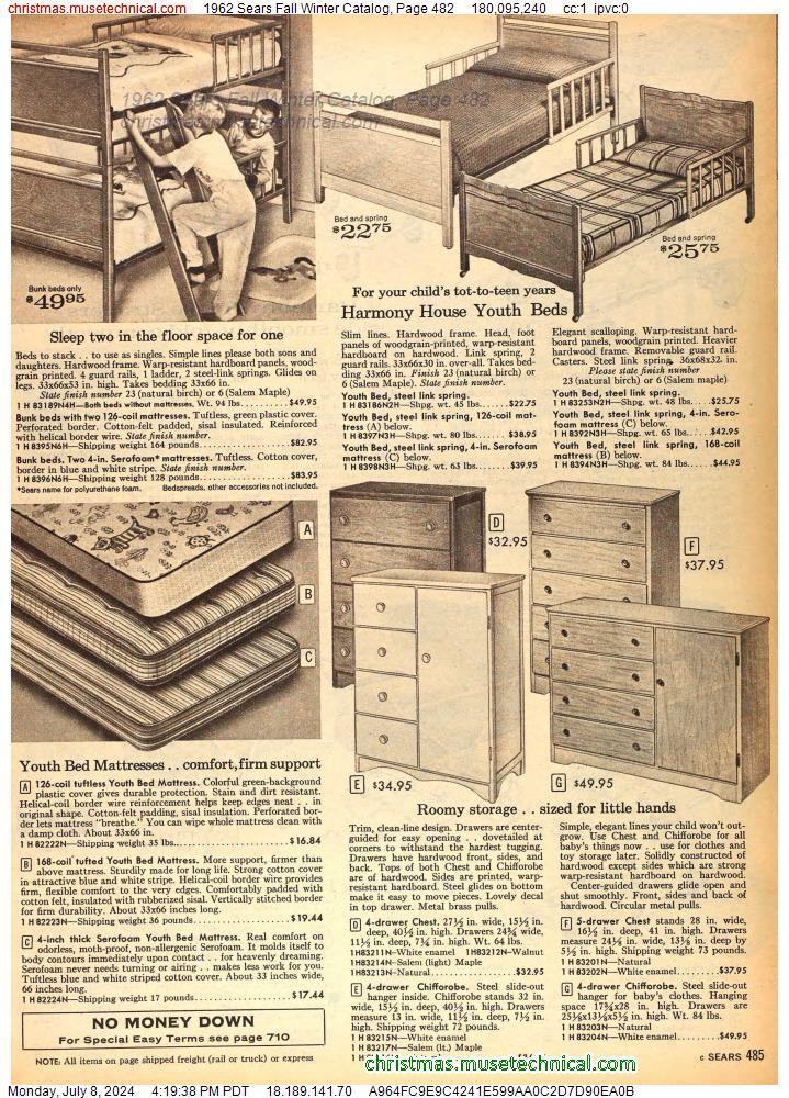 1962 Sears Fall Winter Catalog, Page 482