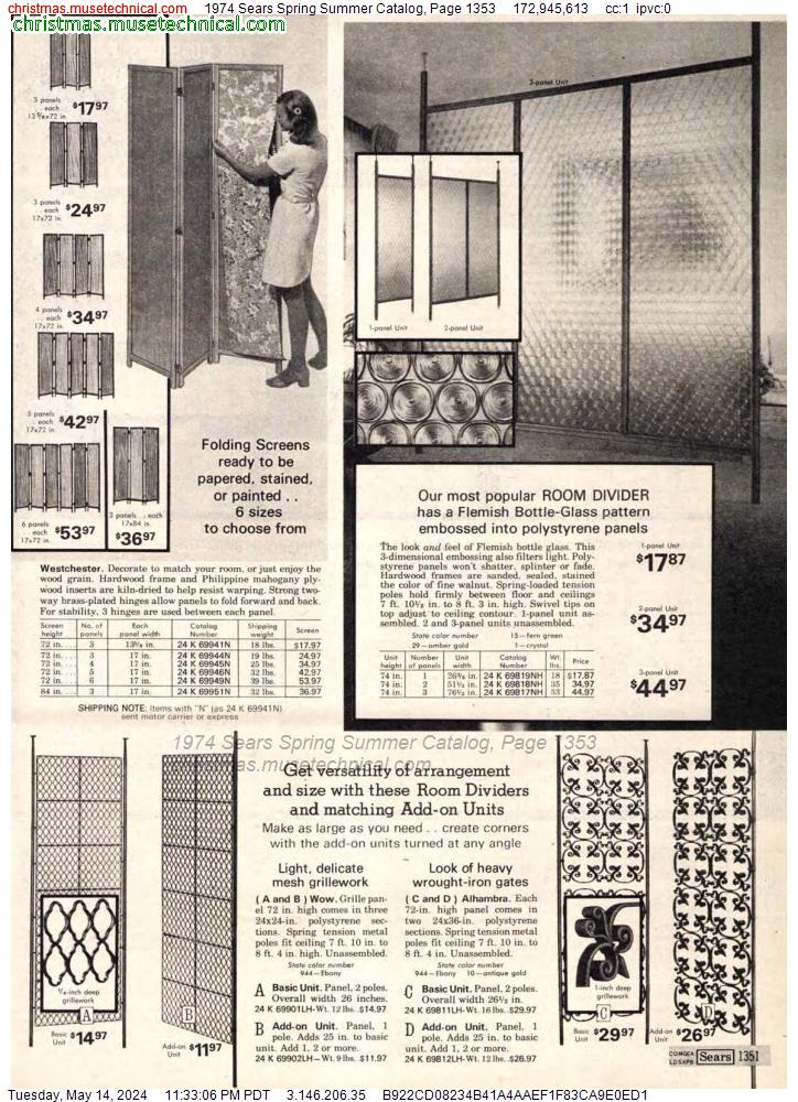 1974 Sears Spring Summer Catalog, Page 1353