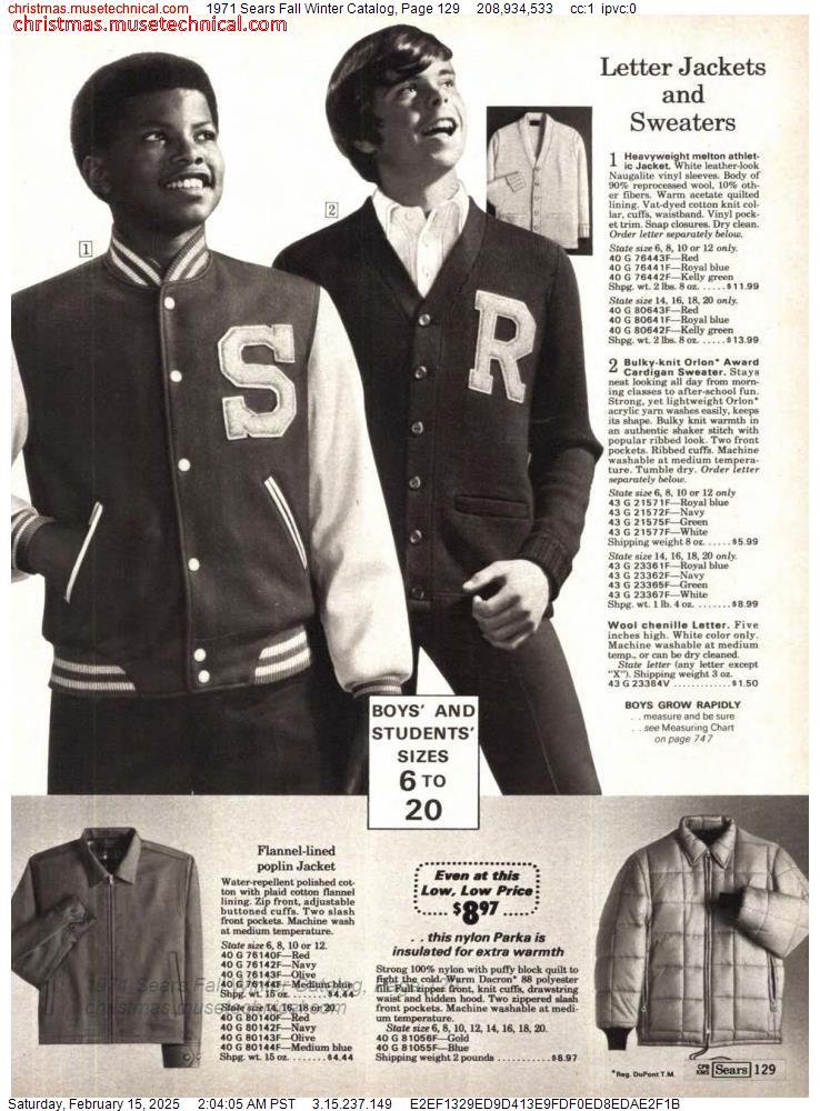 1971 Sears Fall Winter Catalog, Page 129