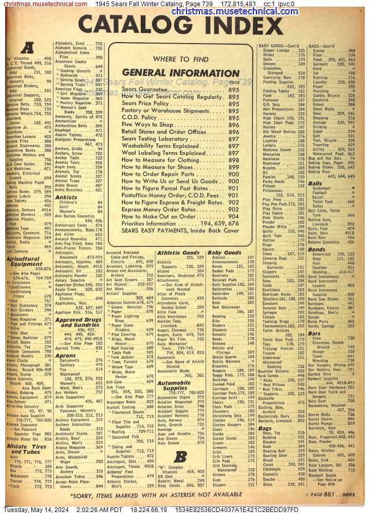 1945 Sears Fall Winter Catalog, Page 739
